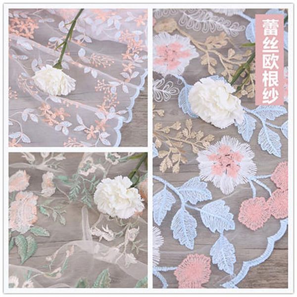 

ribbon 50cm*135cm/pcs, eugenics fabric, embroidered curtain skirt yarn, colorful lace diy handmade mesh yarn, Pink;blue