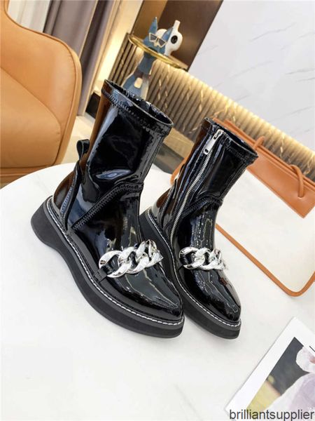 Роскошный дизайнер Laura Black Pony Hair Bootle Boots Booties с цепочкой Bootie Original