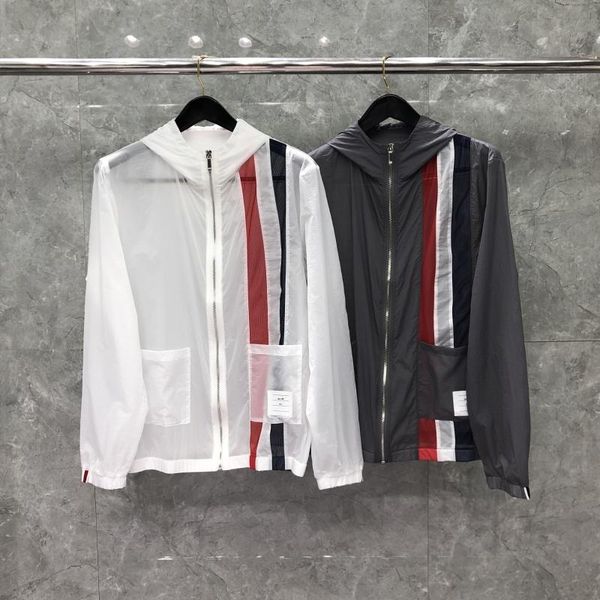 

men's jackets 2021 fashion brand jacket men summer uv sun-protective outdoor coat patchwork striped casual hooded skin windbreaker, Black;brown