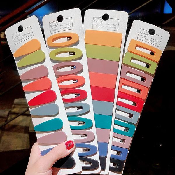 

2021 new children cute color geometric hairpin girl sweet candy color net red frosted bb clip bangs clip hair accessories, Slivery;white