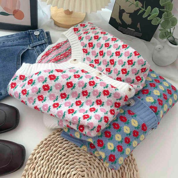 

women's sweaters korean autumn soft, versatile loose turtleneck simple flower breasted sleeve long cardigan knitted with jacket ji4b, White;black