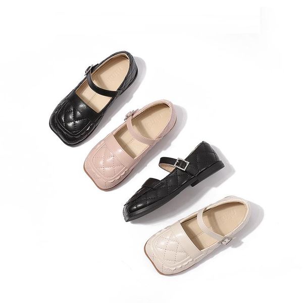 

flat shoes girls' 2021 spring soft bottom princess leather, Black;grey