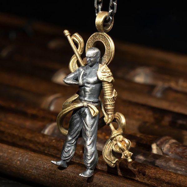 

chains retro buddha pendant monkey silver necklace male domineering personality jewelry accessories