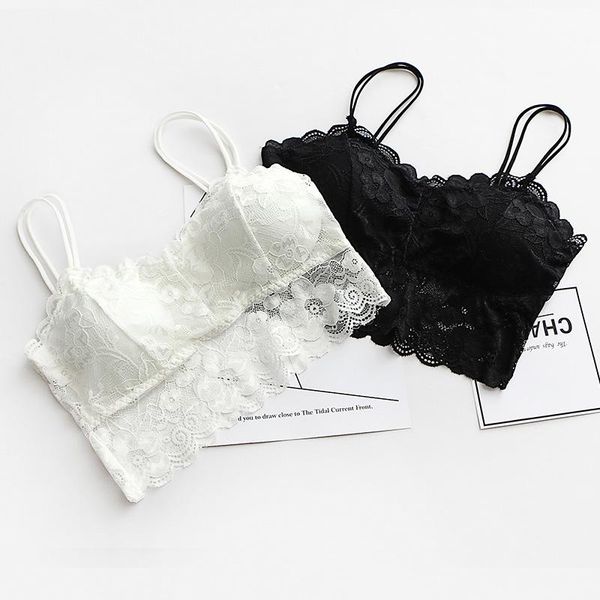 

women's tanks & camis 1pc women lace v-neck floral hollow camisole vest bra blouses tank crop cropderwear 2021, White