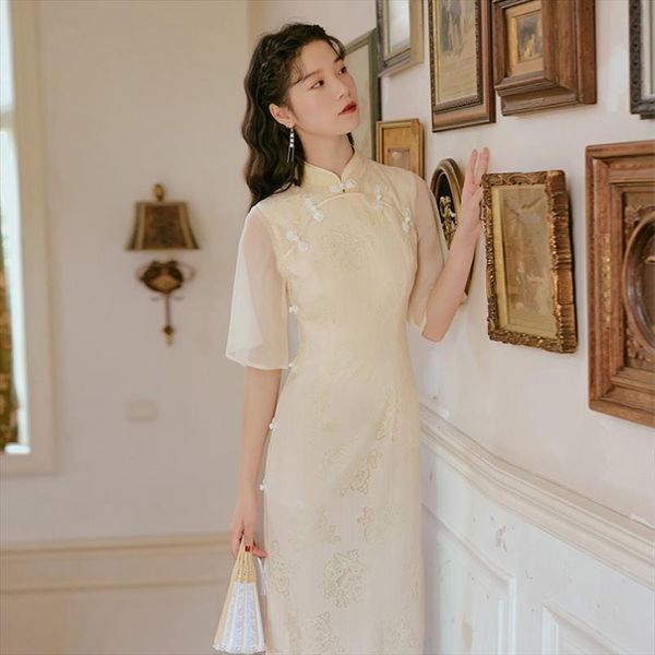

chinese style cheongsam floral elegant womens dress mesh lace qipao women vintage robe femme vestidos, Black;gray