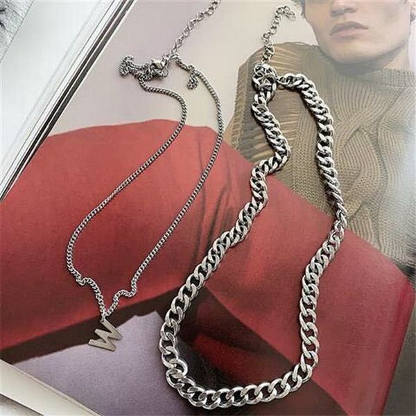 

fashion hollow w letter design silver chain necklace for women vintage punk w necklaces choker collier femme jewelry gifts