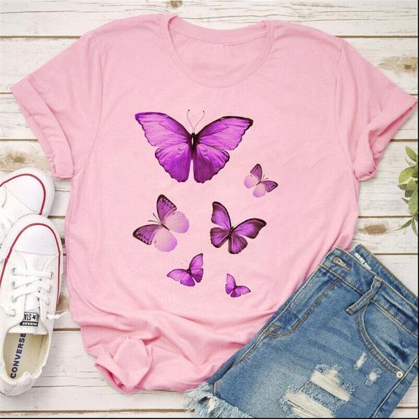 

butterfly t shirt 2021 summer women harajuku graphic ladies tshirt short sleeve casual mujer camisetas aesthetic clothes, White