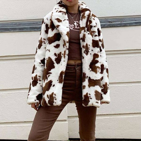 

autumn and winter 2020 new special suit collar leopard print warm fur loose casual coat for men, Black;brown