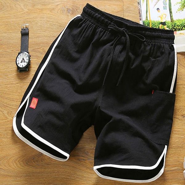 

salesummer on men's casual and comfortable solid color lines cotton multi-pocket beach shorts sports40*, White;black