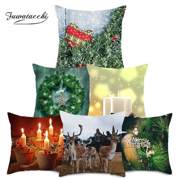 

pillow case fuwatacchi year featival gift covers christmas day cushion cover for home sofa decorative throw pillowcases 45*45cm