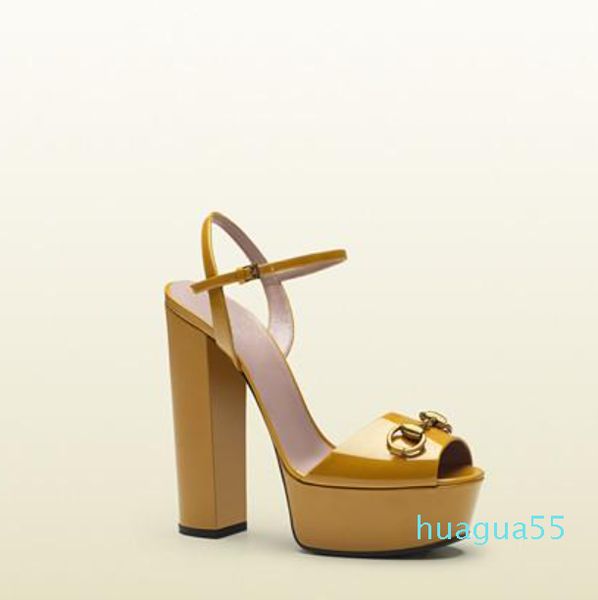 

luxury designer shoes woman metallic leather platform sandal chunky high heels gladiator sandals superstar zapatos mujer, Black