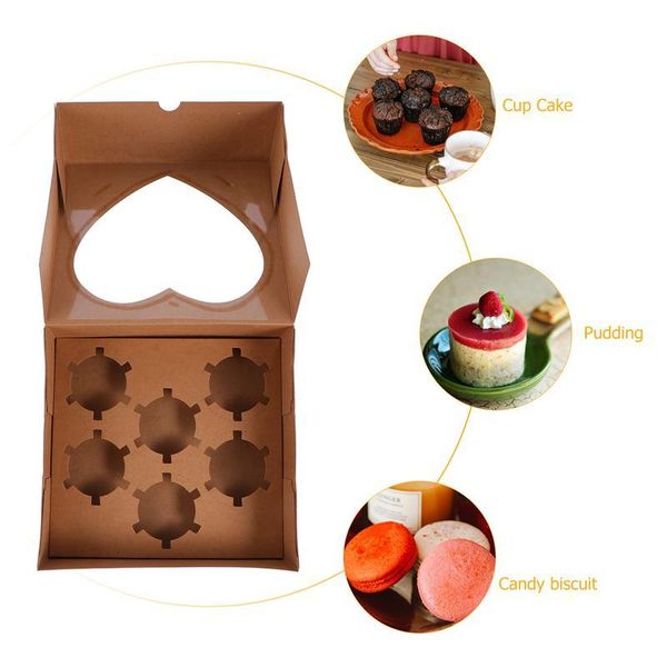 

gift wrap 10pcs 6 grids cupcake packing box with clear window cardboard cake muffin cookies candy wedding party birthday favors