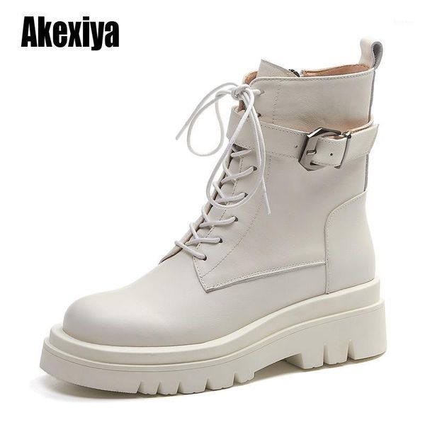 

boots autumn shoes 2021 women ankle buckle thick heel soft genuine leather boot zip female booties large size 34-43 u4681, Black