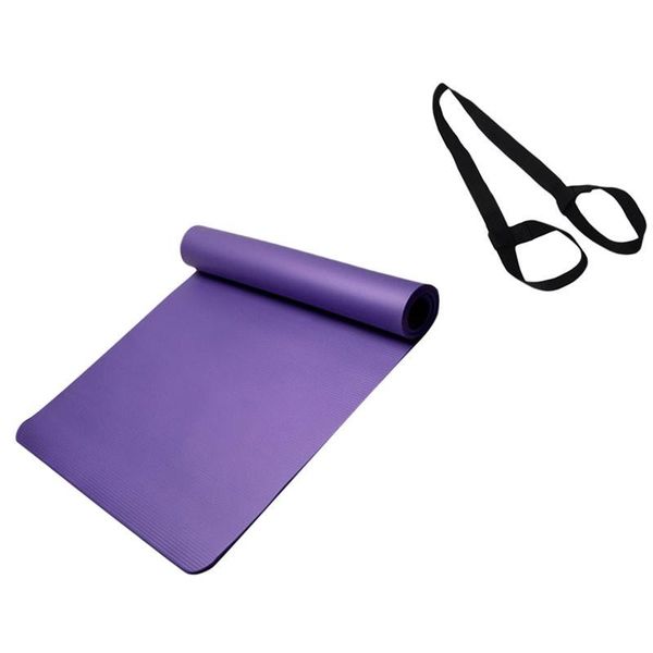 

183x61x1.5cm yoga knee pad fitness elbow cushion seat floor mat soft nbr yoga pad with bandage strap (purple)