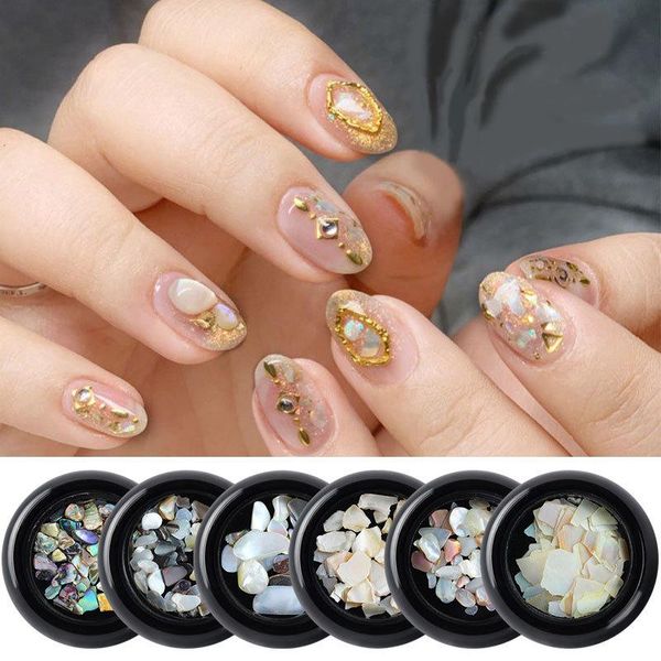 

nail art decorations 1 box shell stone nails sequins for uv gel polish flakies decoration of accessories, Silver;gold