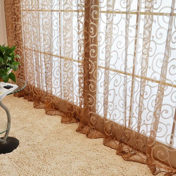

curtain & drapes 100*200cm vintage pastoral floral tulle voile door scarf valances drape sheer window bedroom living room