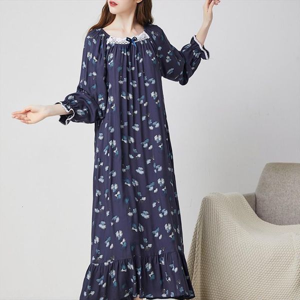 

long sleeve spring autumn women sleepwear nightdress loose big size cotton nightgowns print fat mm homewear clothes ladies night dress, Black;red