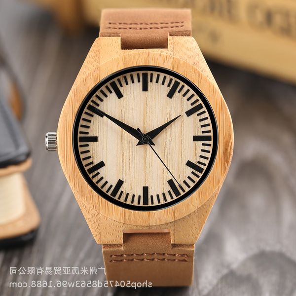 

new fashion simple men's wood quartz watch bamboo stripe, Slivery;brown