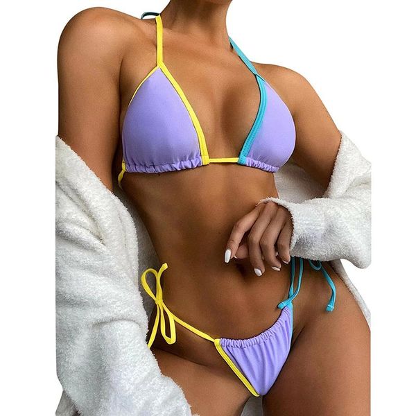 

one-piece suits 2021 fashion colorful patchwork women beachwear bikini summer female bathing suit push up bandage micro swimsuit