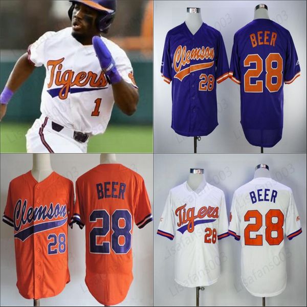 

custom clemson tigers baseball men women youth stitched jersey 28 seth beer 36 sheldon reed 16 bo majkowski, Black