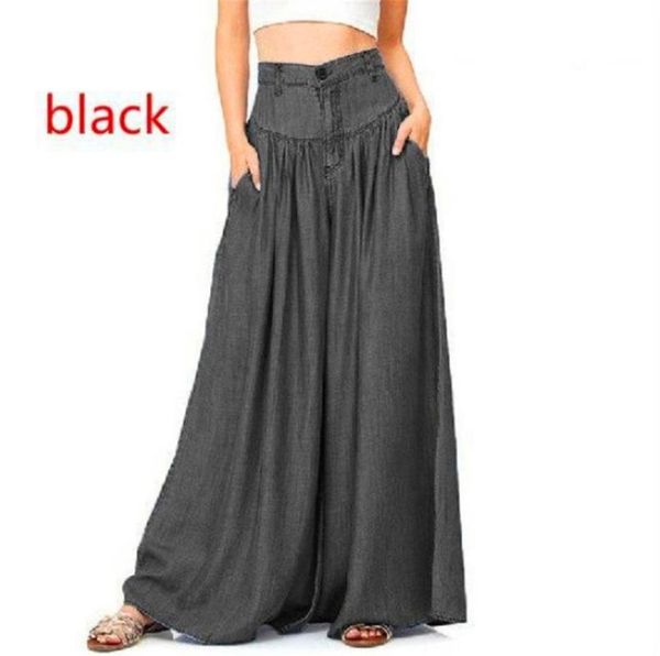 

women's pants & capris womens casual plus size 5xl wide leg high elastic stretch waist fashion loose palazzo elegant ouc2477a, Black;white