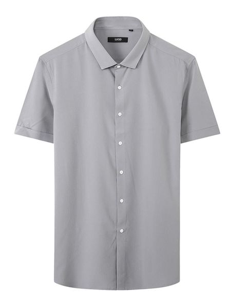 

men's dress shirts lksd summer bussiness shirt solid turn-down collar straight causal for men f04030052, White;black