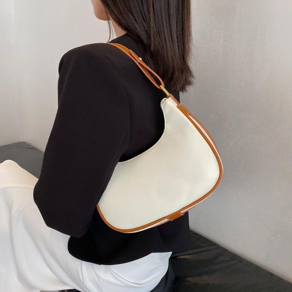 

evening bags youth lady simple shoulder hobos bag fashion half moon underarm solid color zipper shopper purse handle handbag women