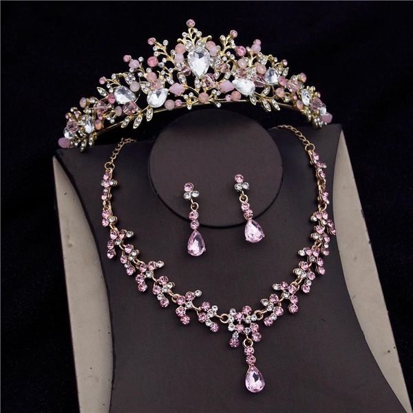 

earrings & necklace gorgeous crystal flower tiaras bridal jewelry sets for women crown set bride african wedding, Silver