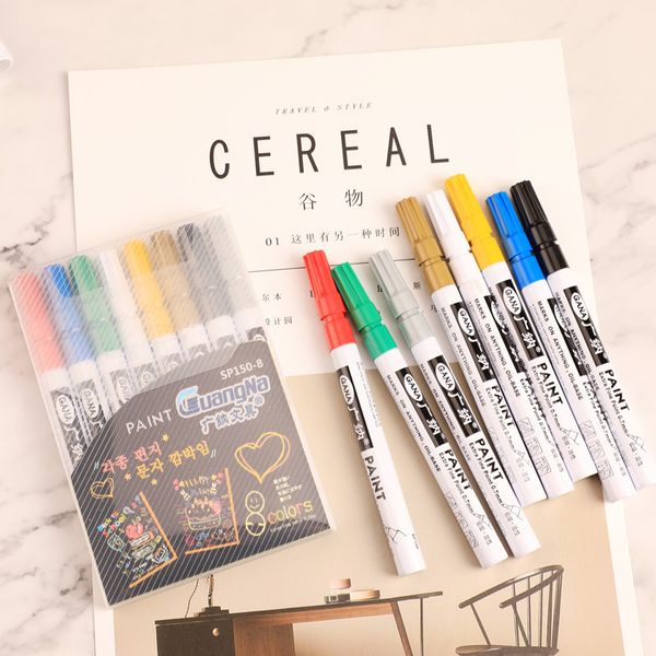 

8 Colors/set Metallic Marker 0.7mm Extra Fine Point Paint Marker Non-toxic Permanent Marker Pen DIY Art set