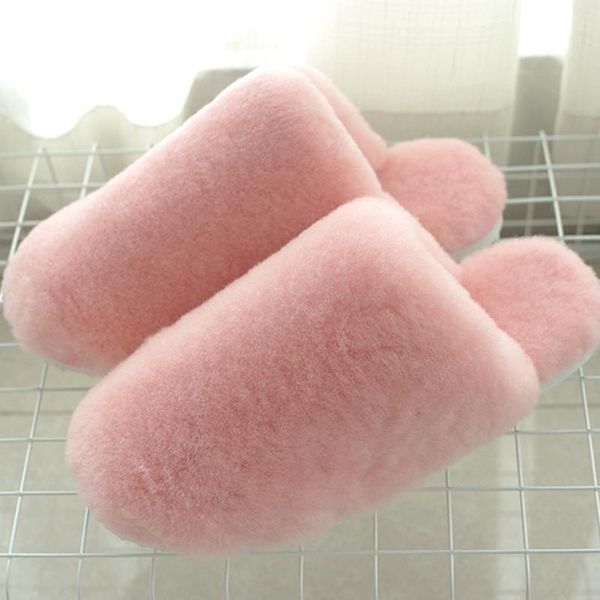 

slippers shoes women 2021 flip flops faux fur fashion flats slip on winter warm candy colors, Black