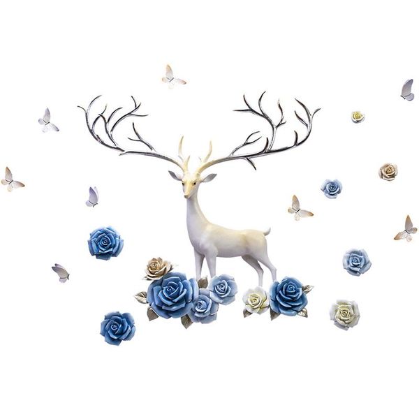 

wall stickers nordic creative stereo 3d embossed resin deer hanging flowers crafts home livingroom sofa sticker mural decoration art
