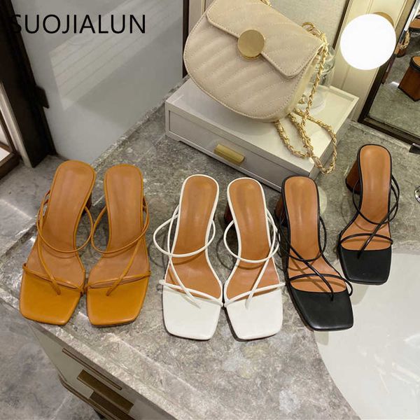 

suojialun summer slippers high heel slides big size 41 narrow band sandal summer outdoor vacation slides flip flops mujer 210630, Black