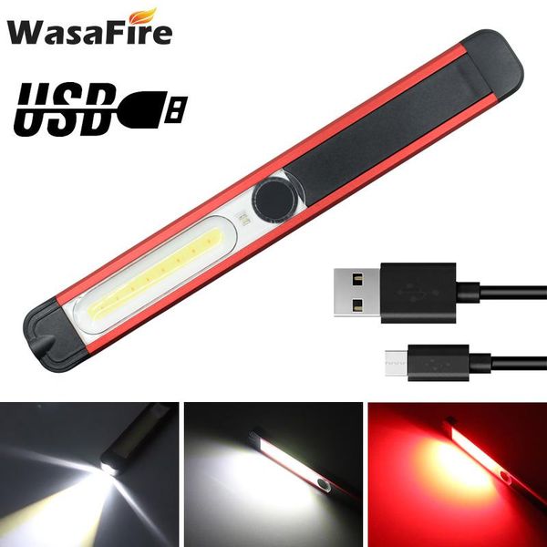 

powerful cob led work inspection light usb rechargeable magnetic lanterna portable waterproof 5 modes camping hand