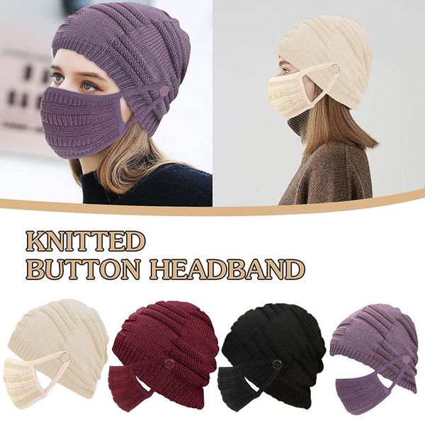 

outdoor hats winter fashion men hat scarf cycling thick warm knitted protect face ski skull cap beanies mask set headwear, Black;white