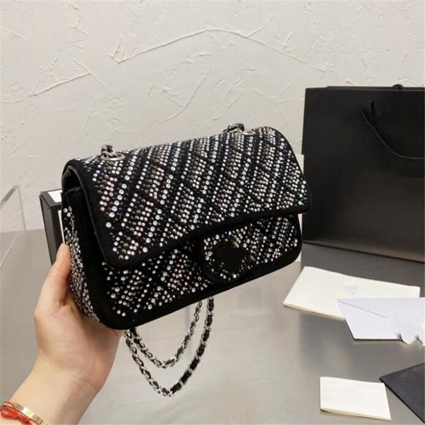 

2021 early fall classic flap france women strass bags quilted silver hardware matelasse chain crossbody shoulder cosmetic purse shiny luxury