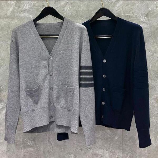 

men's sweaters couples clothing solid striped wool winter casual slim fit cardigan coat, White;black