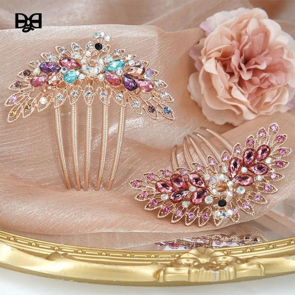 

hair clips & barrettes elegant women girls tiara brides and bridesmaids wedding comb hairpin rhinestone jewelry, Golden;silver