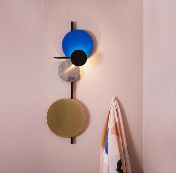 

nordic loft multicolor metal round circle led wall lamp art diy style planet led wall scones l bedside decro indoor lighting
