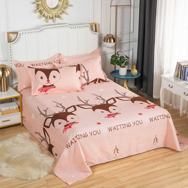 

sheets & sets 1pc pink elk cute bed machine-washable fitted sheet 1.5m 1.8m bedding home decor full cover fabric