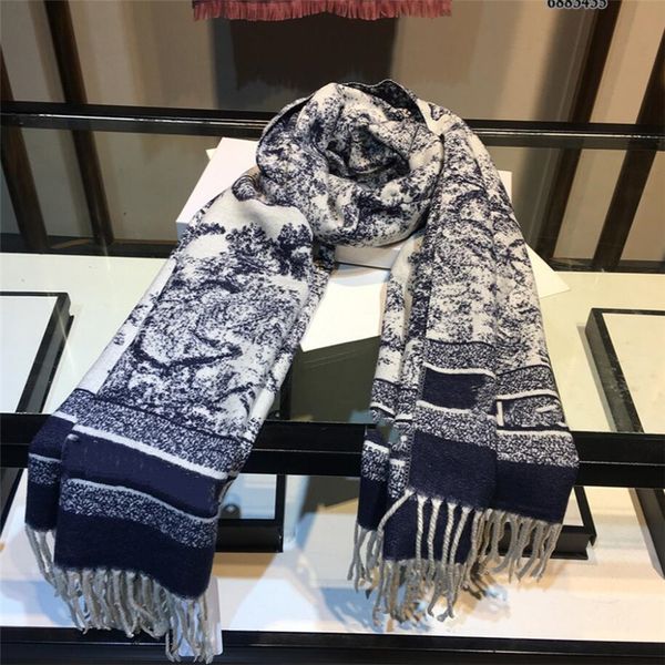 

design woman cashmere scarf men and women winter scarves ladies shawls big letter pattern wool landscape animal print pashminas 70cm x 180cm, Blue;gray