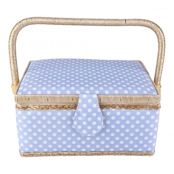 

storage baskets sewing basket cotton craft box needle thread polka dot fabric crafts household accessories1
