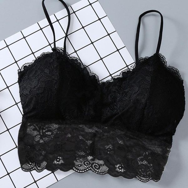 

women lace tanks wireless bra padded bralette deep v bras embroidery floral tank sports underwear #wt, Black;white