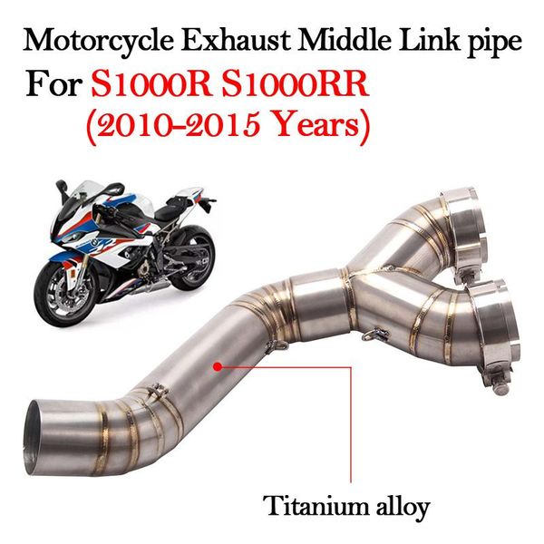 

motorcycle exhaust system slip on titanium alloy middle link pipe escape muffler for s1000r s1000rr 2010 2011 2012 2013 2014 2021 years