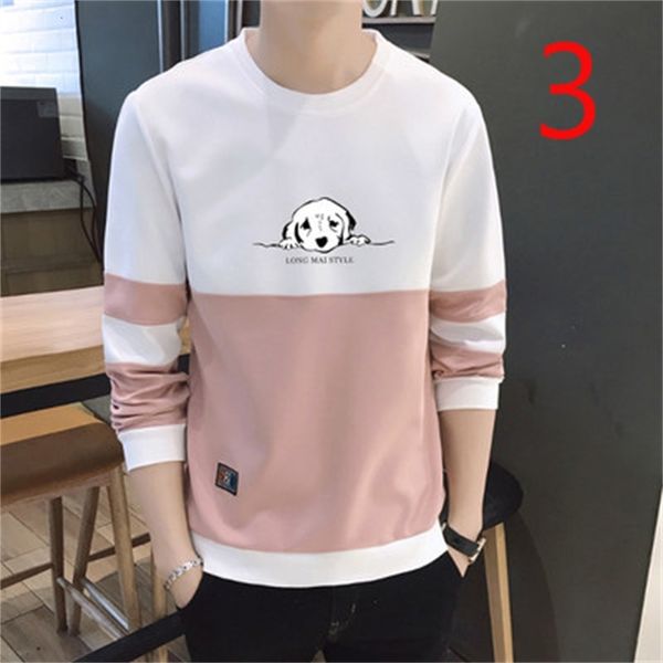 

2021 new autumn letter print long sleeve t-shirt men's youth loose round neck bottoming shirt tgkq, White;black