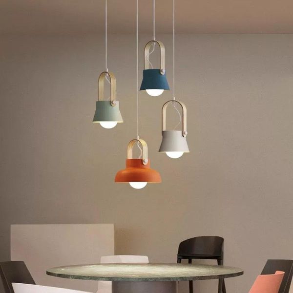 

pendant lamps nordic chandelier simplified led e27, modern for home upgrade, iron and wood decorative chandeliers