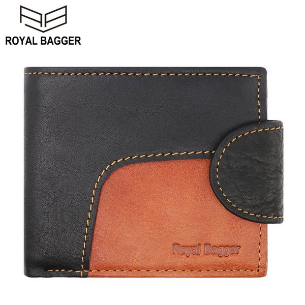 

wallets royal bagger short for men real genuine cow leather card holder with id windows retro fashion man wallet purse business, Red;black