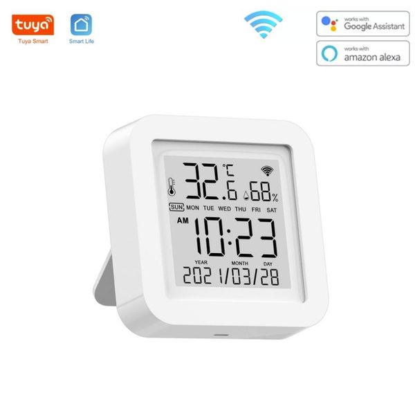 

smart home control tuya wifi temperature & humidity sensor for var smartlife thermometer with display support alexa google assistant
