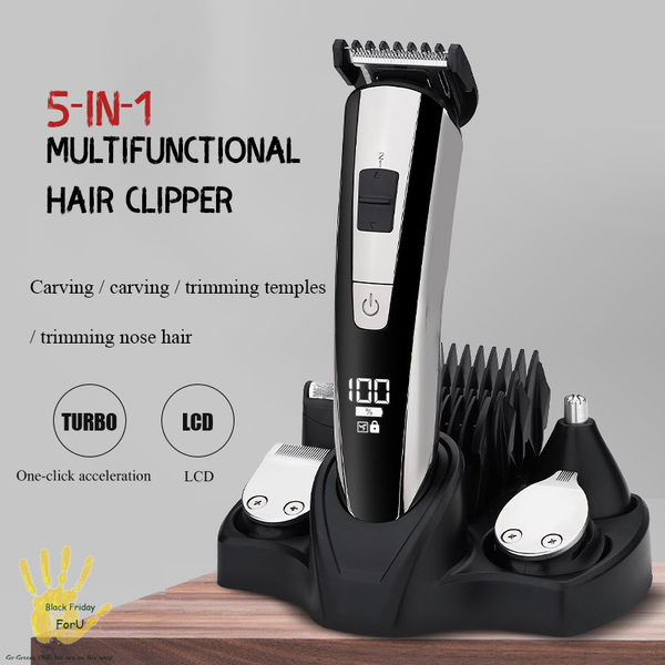

hair clippers 2021 lcd digital display professional oil head electric clipper set 5 in 1 multifunctional practical convenient