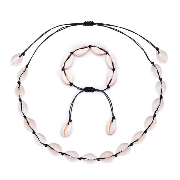 

brand necklace 2021 nightclub party sea shell collar choker shellhard boho black rope seashell pendant summer beach for, Silver