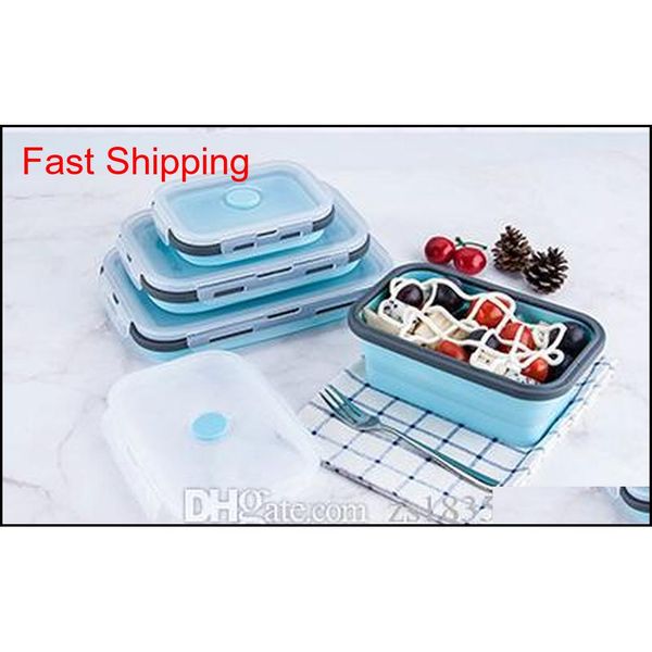 

2019 new design creative foldable silica gel lunch box insulation three-piece set bento boxes student sealed crisp jllvgz xhlight